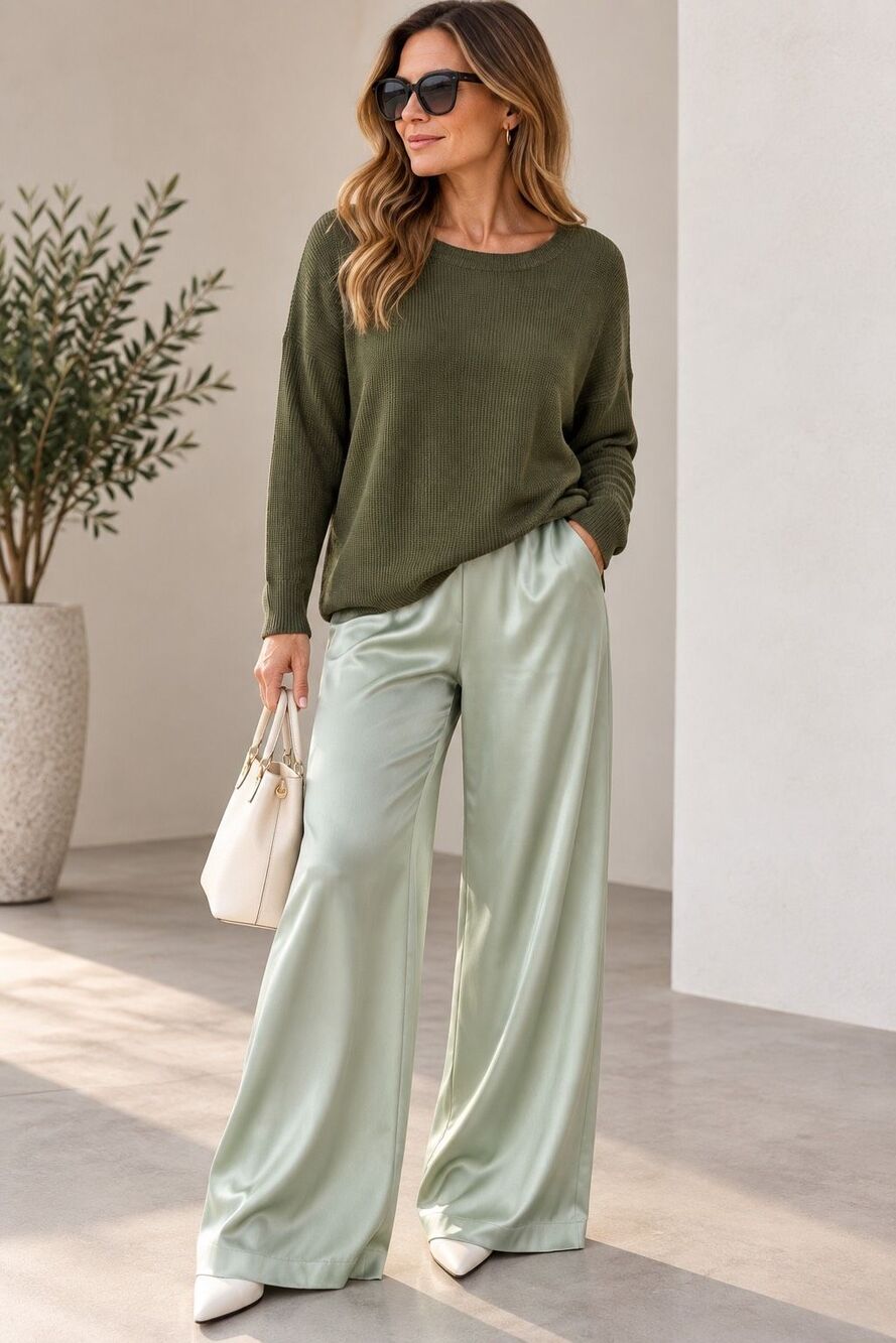 Mango Basics Olive Green Ribbed Knit Sweater Size XS